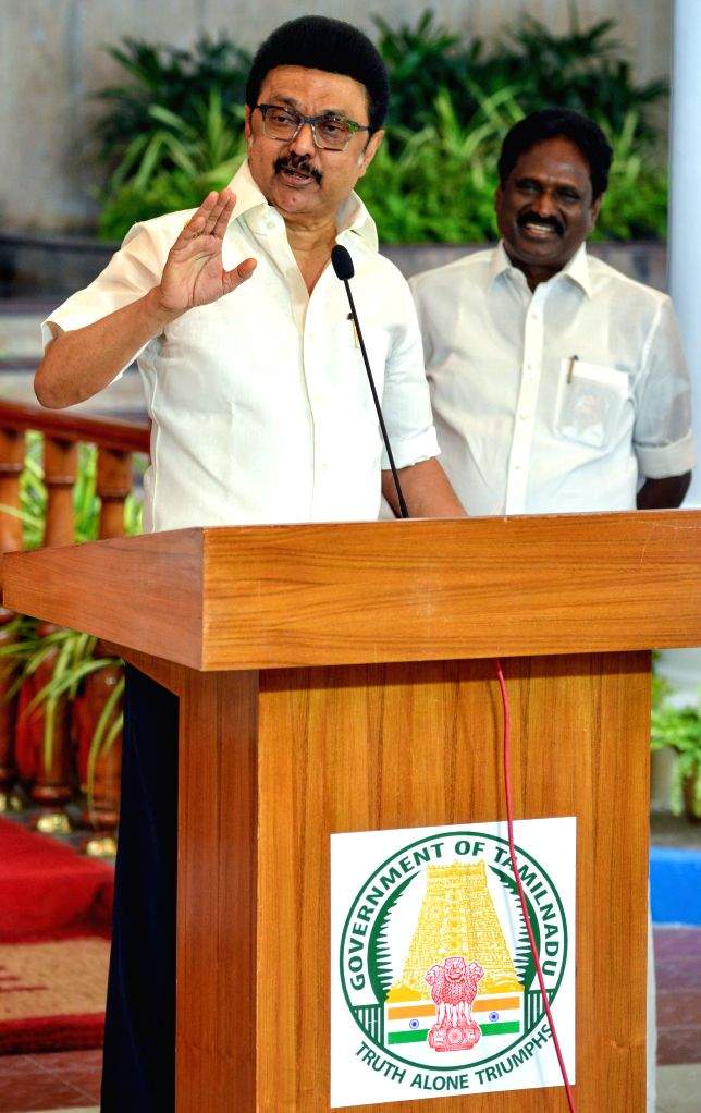 Tamil Nadu Chief Minister MK Stalin speaks to the media