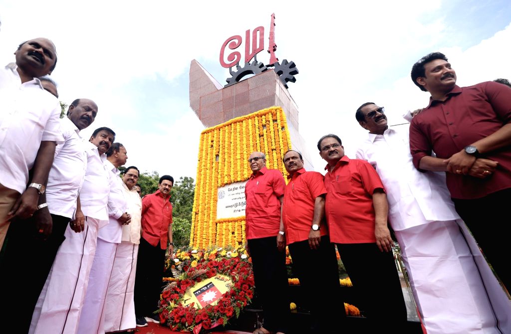 Tamil Nadu Chief Minister MK Stalin the wreath laying ceremony at a ...