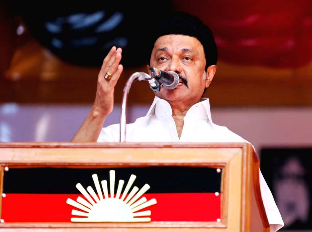 Tamil Nadu CM MK Stalin during an election rally ahead of Lok Sabha ...