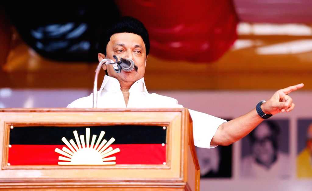 Tamil Nadu CM MK Stalin during an election rally ahead of Lok Sabha ...