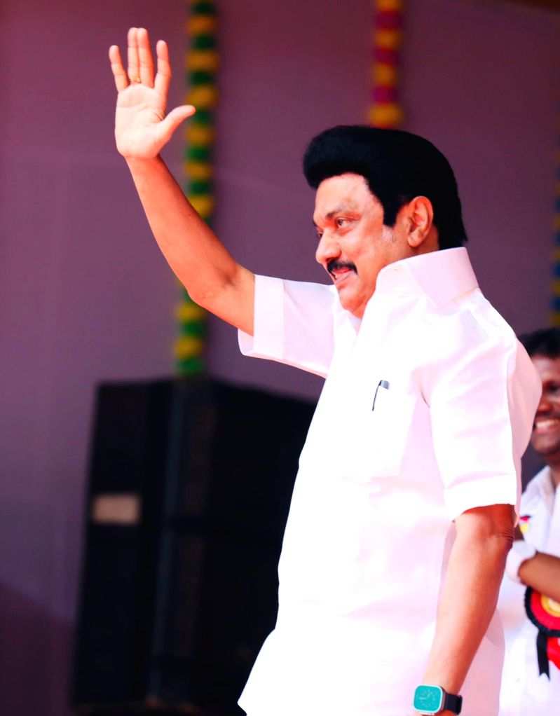 Tamil Nadu CM MK Stalin during an election rally ahead of Lok Sabha ...