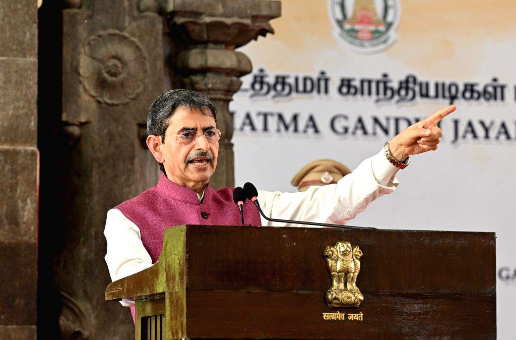Tamil Nadu Governor R. N. Ravi addresses the Gandhi Jayanti celebration ...