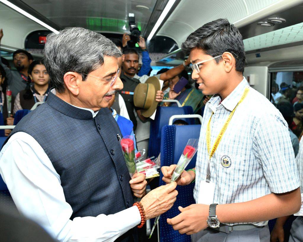 Tamil Nadu Governor RN Ravi interacts with the students aboard the ...