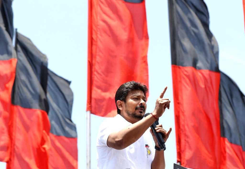 Tamil Nadu Minister and DMK leader Udhayanidhi Stalin during an ...