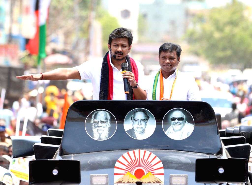 Tamil Nadu Minister and DMK leader Udhayanidhi Stalin during an ...
