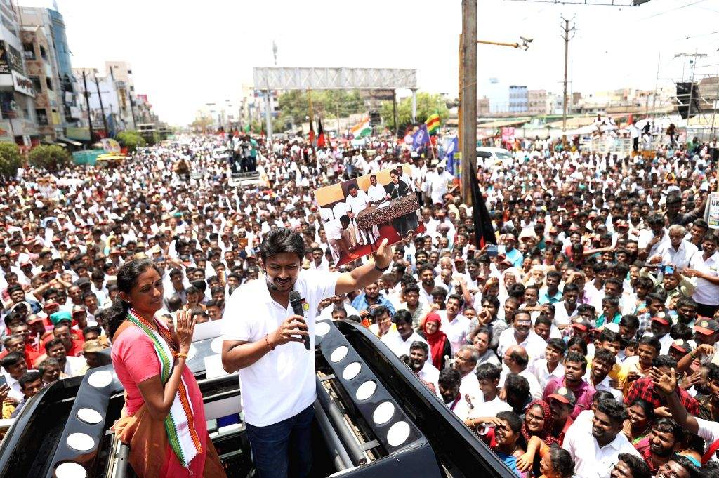 Tamil Nadu Minister and DMK leader Udhayanidhi Stalin during an ...