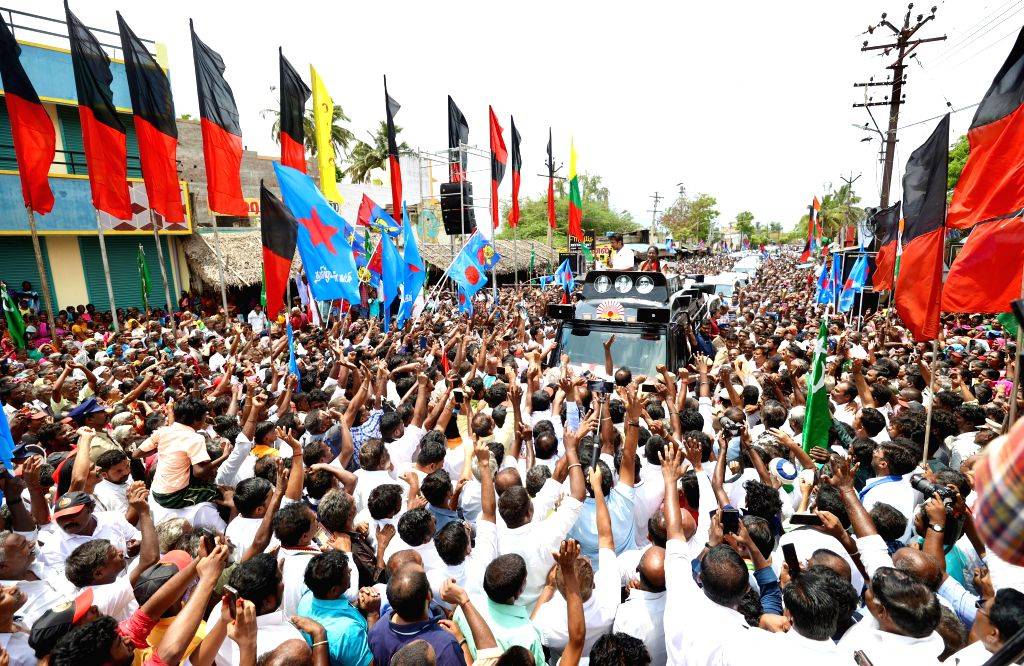 Tamil Nadu Minister and DMK leader Udhayanidhi Stalin holds an election ...