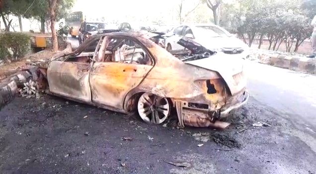 Free Photo : The mercedes car went uncontrolled and collided with the ...