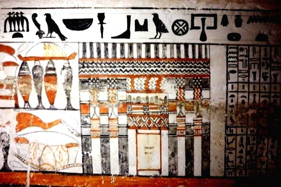 The mural painting in an ancient tomb uncovered in the Saqqara ...