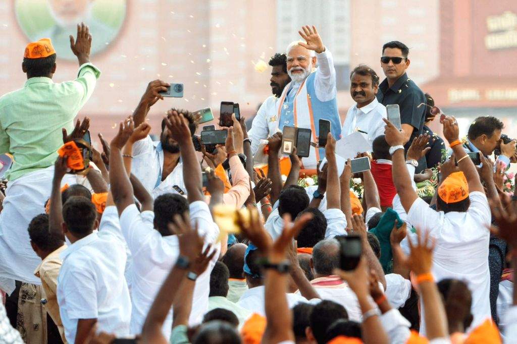 Pm Modi At Rally Tiruppur : Prime Minister Narendra Modi during a public rally