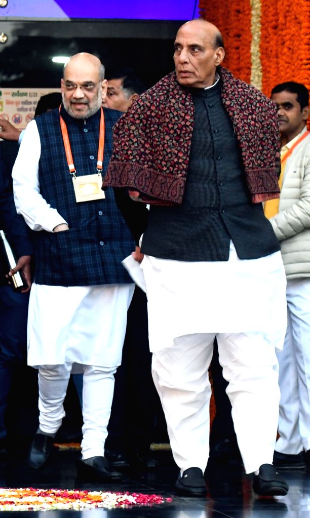 Union Home Minister Amit Shah and Defence Minister Rajnath Singh at ...