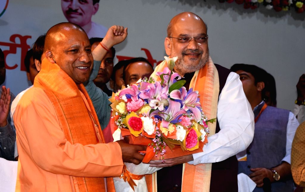 Union Home Minister Amit Shah congratulates Yogi Adityanath