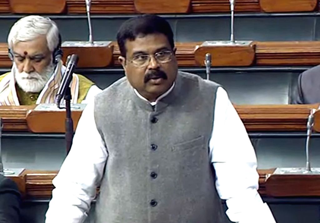 New Delhi : Union Minister Dharmendra Pradhan speaks in the Lok Sabha