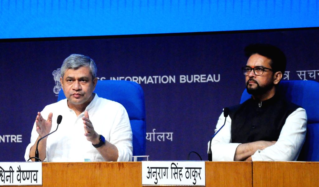 Union Ministers Ashwini Vaishnav and Anurag Singh Thakur brief the press