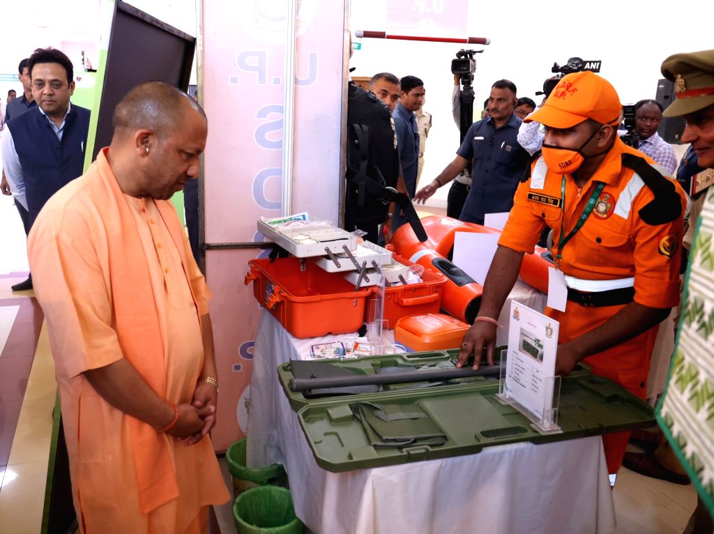 Uttar Pradesh Chief Minister Yogi Adityanath visits an exhibition
