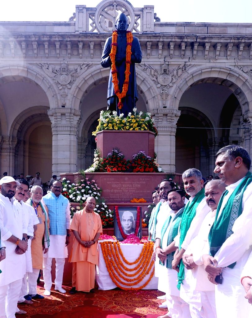 Uttar Pradesh Chief Minister Yogi Adityanath after paying tributes to ...