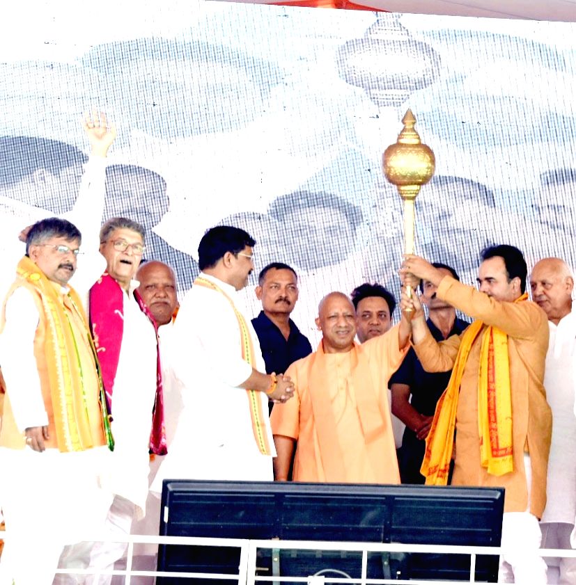 Uttar Pradesh Chief Minister Yogi Adityanath during a public meeting