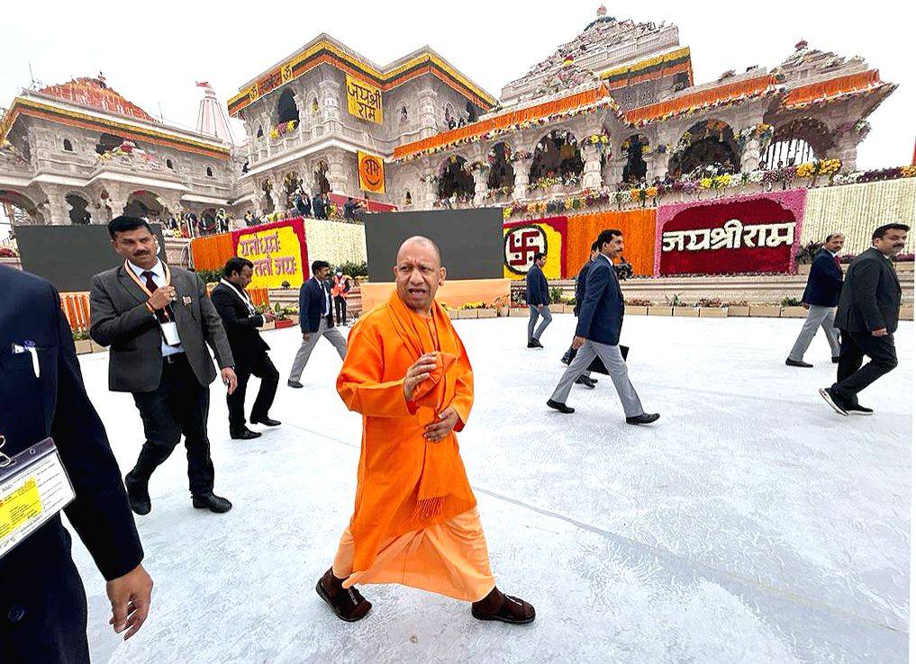 Uttar Pradesh Chief Minister Yogi Adityanath arrives at the Ram Mandir ...