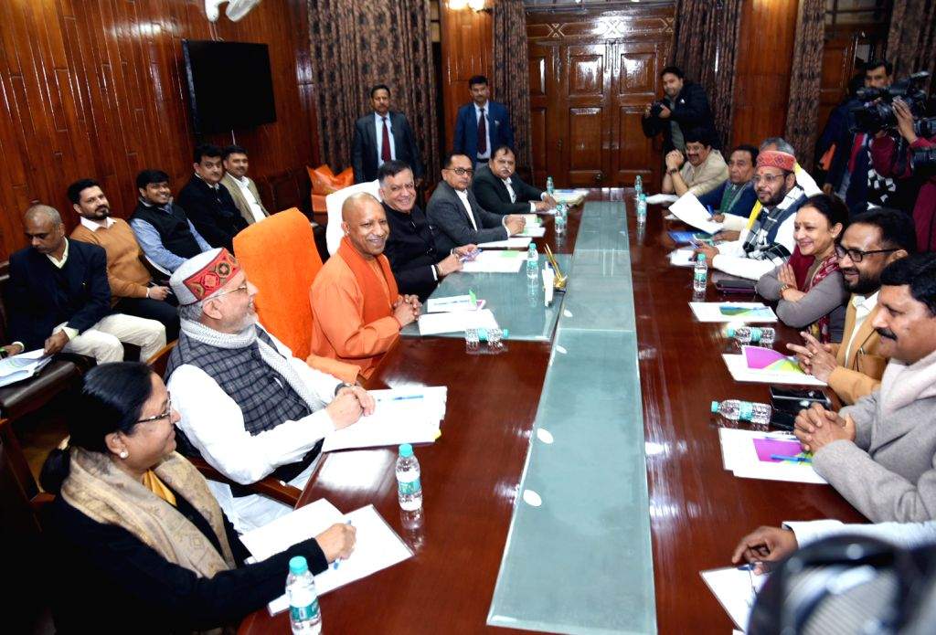 Uttar Pradesh Chief Minister Yogi Adityanath attends the all-party ...