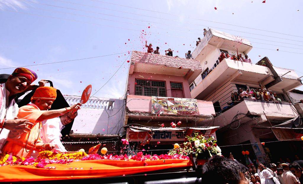 Uttar Pradesh Chief Minister Yogi Adityanath holds a roadshow amid Lok ...