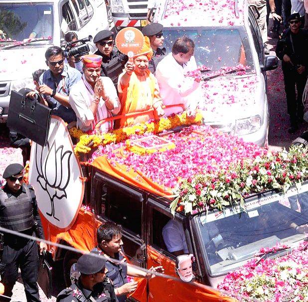 Uttar Pradesh Chief Minister Yogi Adityanath holds a roadshow amid Lok ...