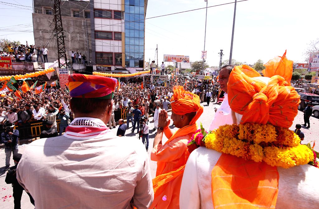 Uttar Pradesh Chief Minister Yogi Adityanath holds a roadshow amid Lok ...