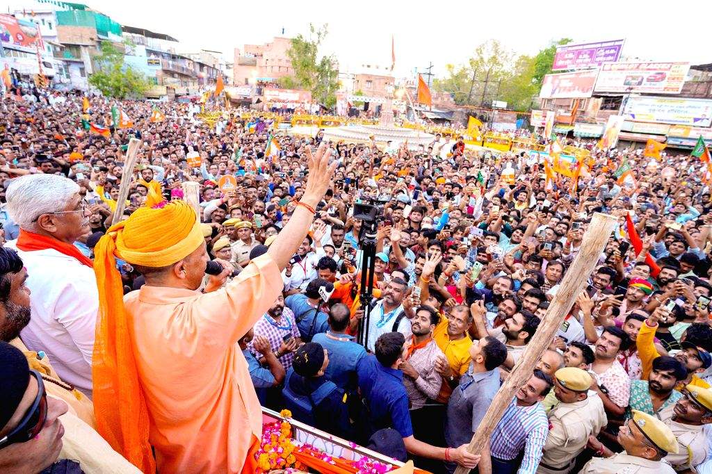 Uttar Pradesh Chief Minister Yogi Adityanath holds a roadshow amid Lok ...