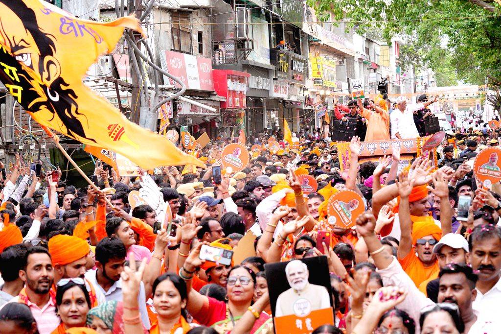 Uttar Pradesh Chief Minister Yogi Adityanath holds a roadshow amid Lok ...