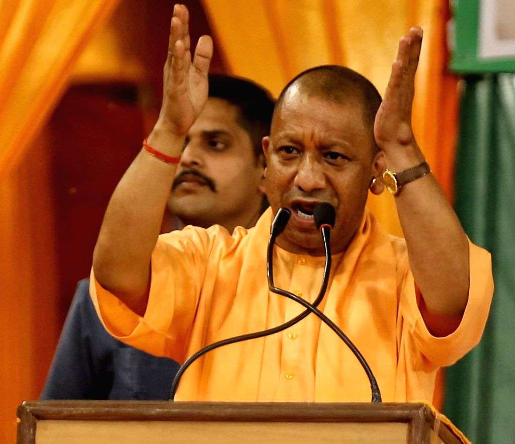 Uttar Pradesh Chief Minister Yogi Adityanath during a public meeting ...