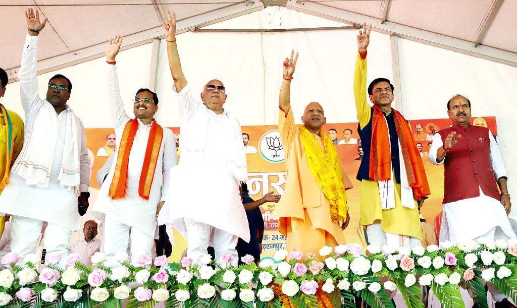 Uttar Pradesh Chief Minister Yogi Adityanath attends a public meeting ...