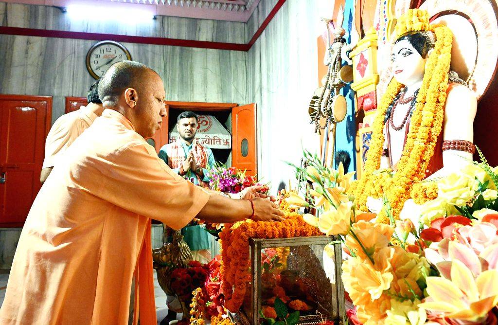 Uttar Pradesh Chief Minister Yogi Adityanath offers prayers at the ...