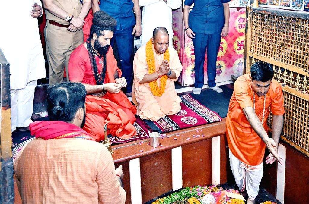 Uttar Pradesh Chief Minister Yogi Adityanath offers prayers at the Bade ...