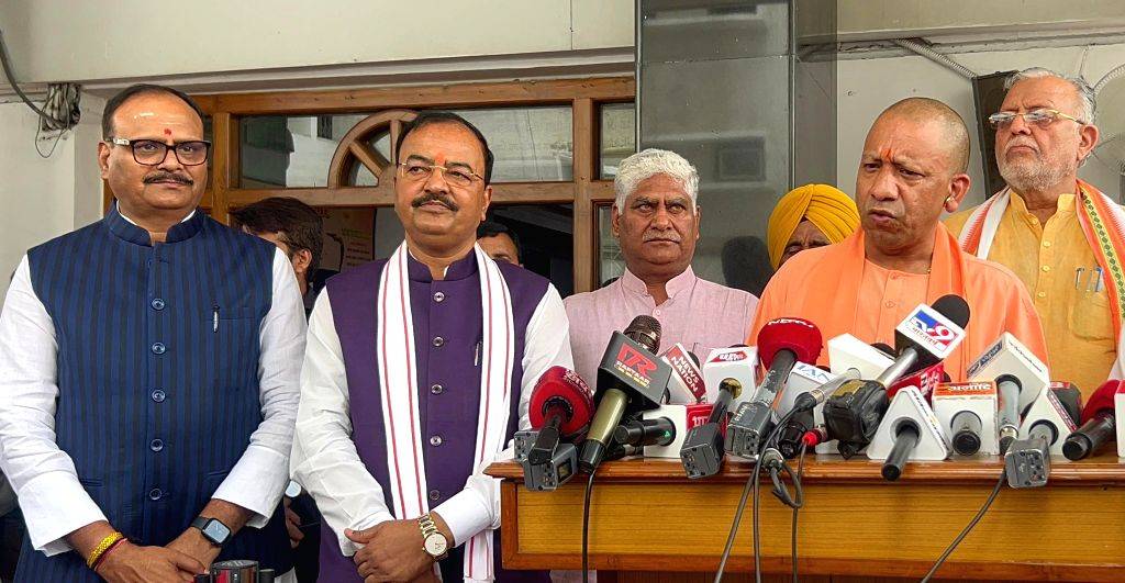 Uttar Pradesh Chief Minister Yogi Adityanath addresses a press ...