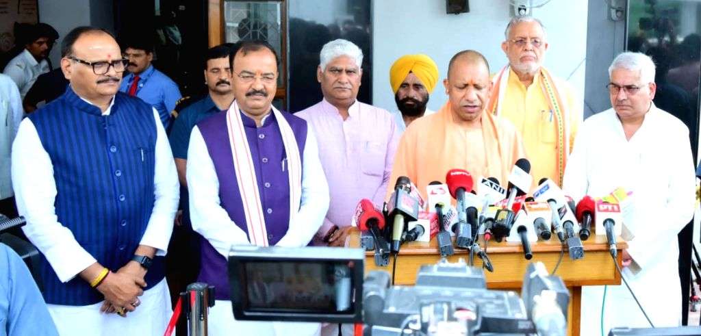 Uttar Pradesh Chief Minister Yogi Adityanath addresses a press ...