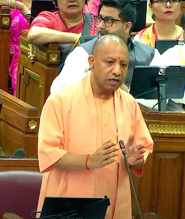 Uttar Pradesh Chief Minister Yogi Adityanath speaks during the monsoon ...