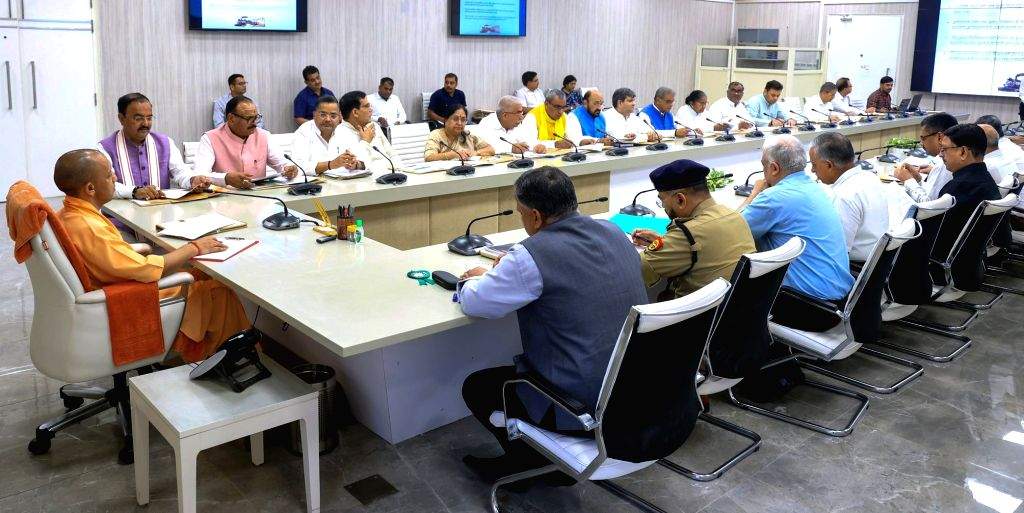 Uttar Pradesh Chief Minister Yogi Adityanath along with Deputy Chief ...
