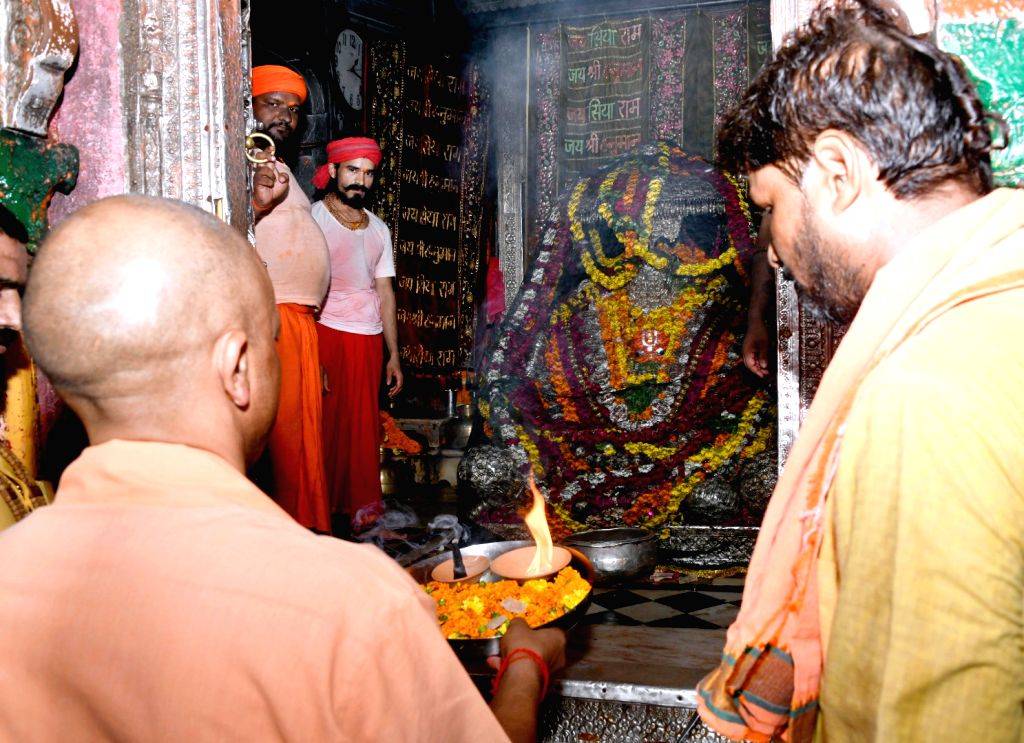 Uttar Pradesh Chief Minister Yogi Adityanath offers prayers at the ...