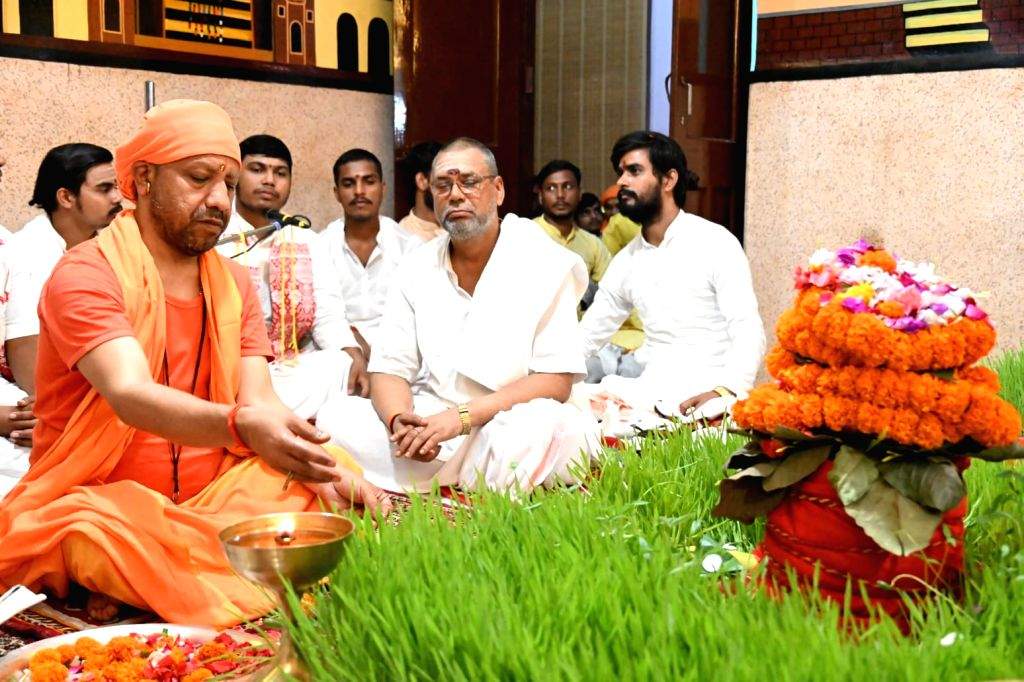 Uttar Pradesh Chief Minister Yogi Adityanath performs pooja at ...