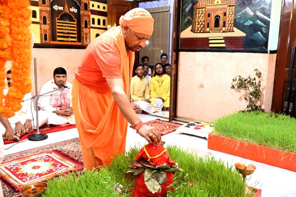 Uttar Pradesh Chief Minister Yogi Adityanath performs pooja at ...