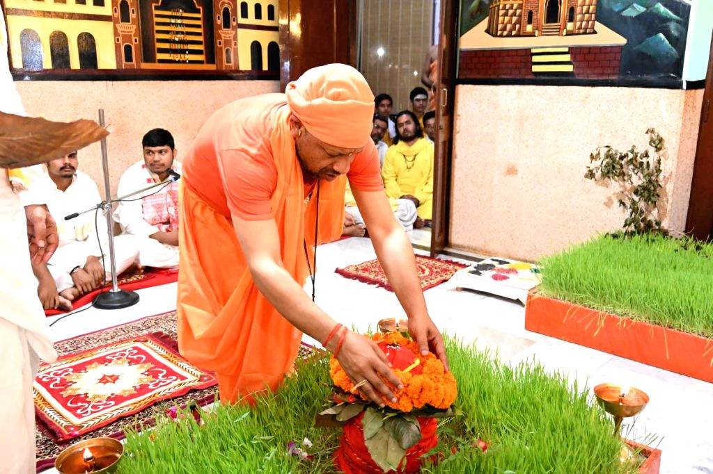 Uttar Pradesh Chief Minister Yogi Adityanath performs pooja at ...