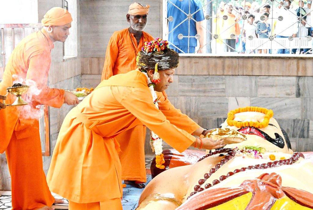 Uttar Pradesh Chief Minister Yogi Adityanath offers prayers at the ...