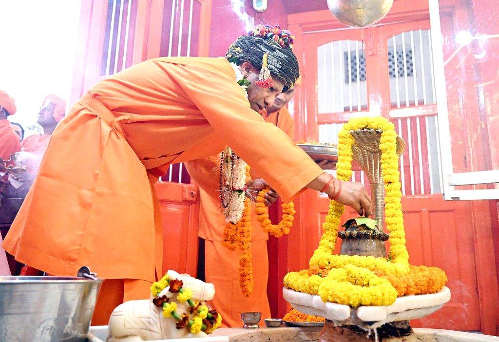 Uttar Pradesh Chief Minister Yogi Adityanath offers prayers at the ...