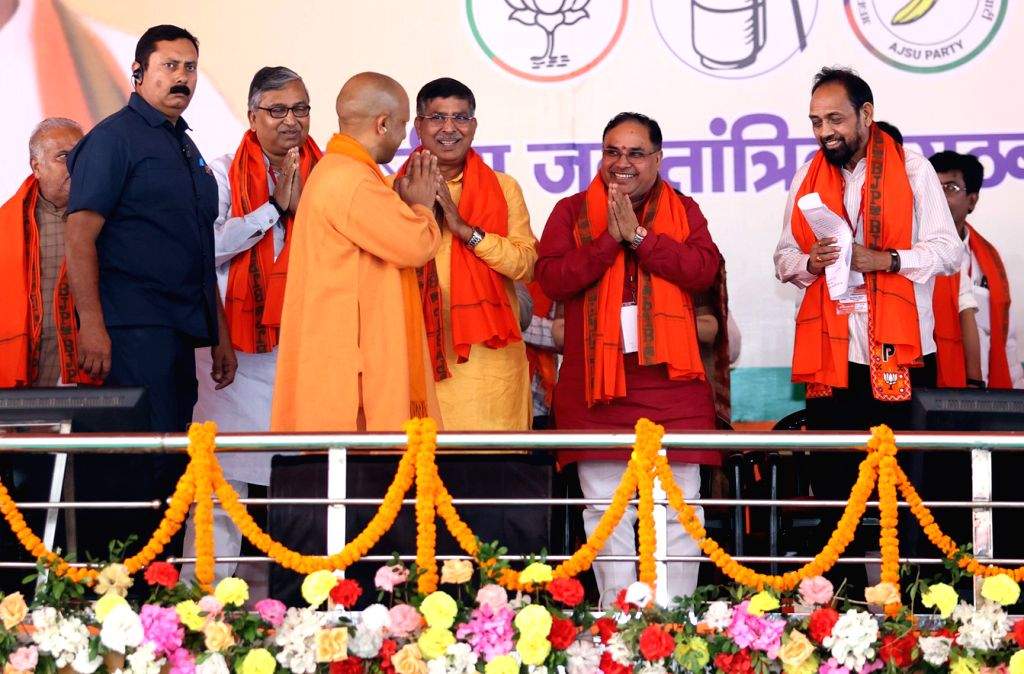 Uttar Pradesh Chief Minister Yogi Adityanath attends an election campaign