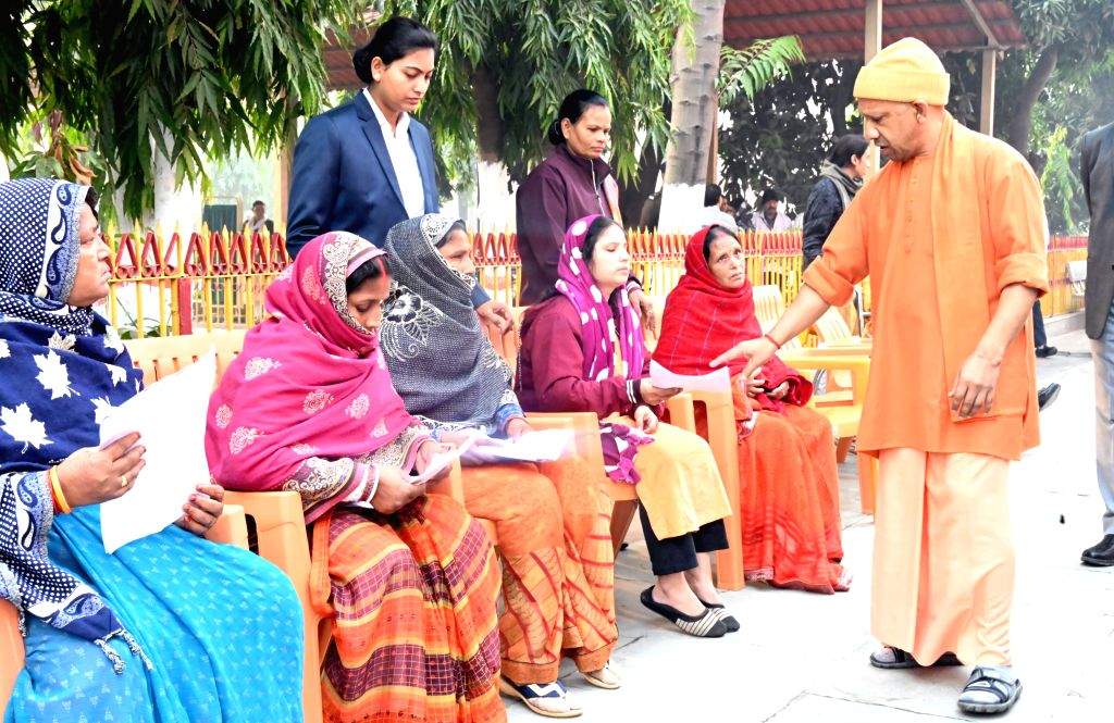 Uttar Pradesh Chief Minister Yogi Adityanath during the 'Janta Darshan