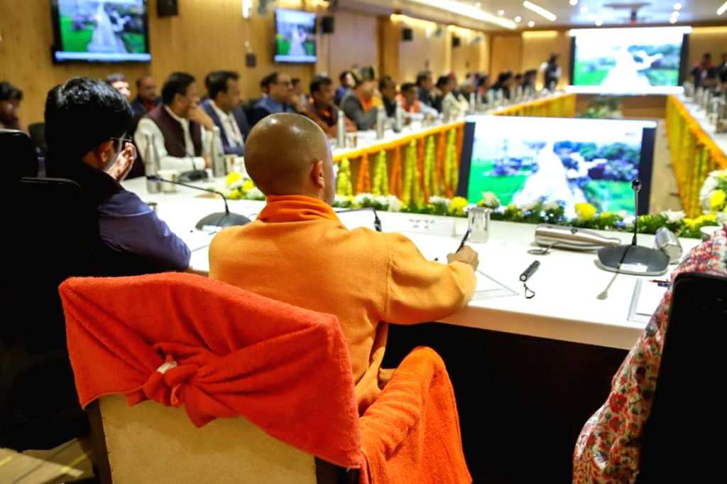 Uttar Pradesh Chief Minister Yogi Adityanath chairs a meeting with ...