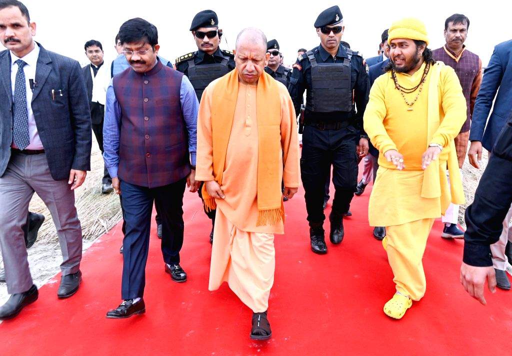 Uttar Pradesh Chief Minister Yogi Adityanath inspects the preparations ...