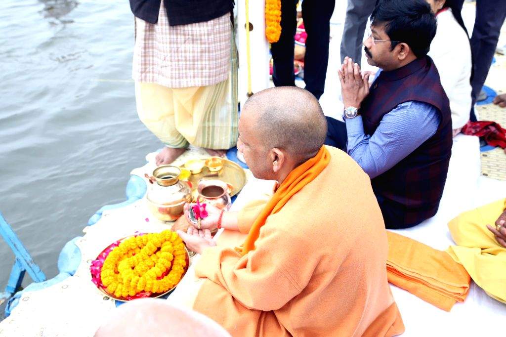 Uttar Pradesh Chief Minister Yogi Adityanath offers prayer at Sangam