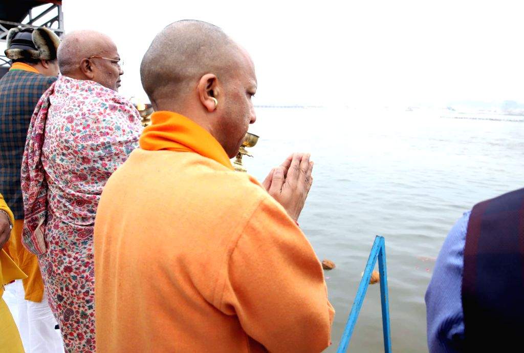 Uttar Pradesh Chief Minister Yogi Adityanath offers prayer at Sangam