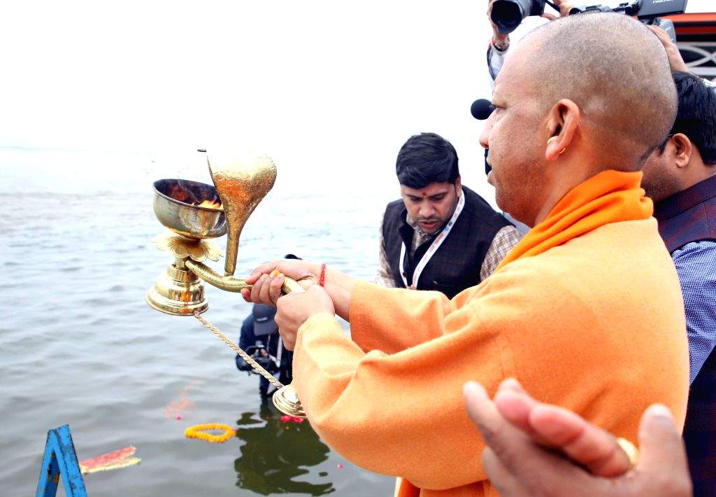 Uttar Pradesh Chief Minister Yogi Adityanath offers prayer at Sangam