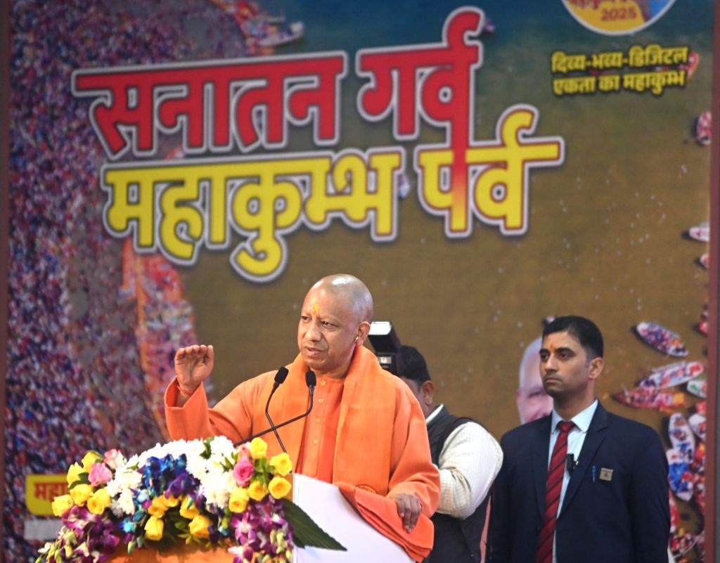 Uttar Pradesh Chief Minister Yogi Adityanath addresses the inauguration ...